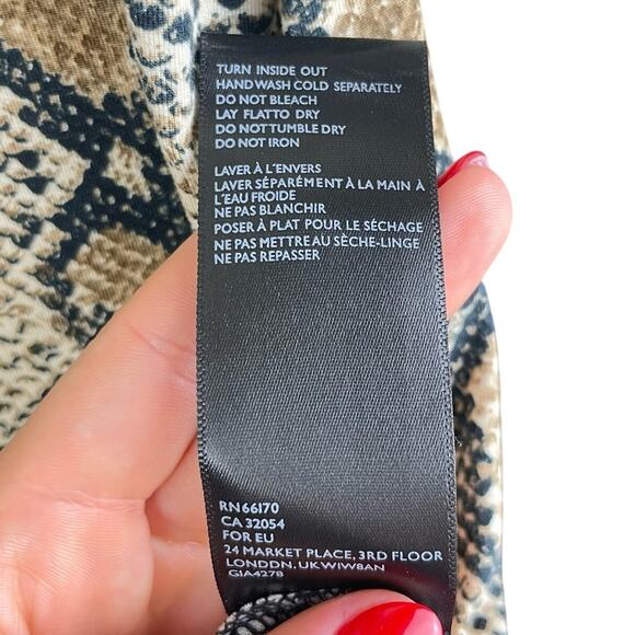 I.AM.GIA Snakeskin Form Fitting Short Cap Sleeves Band Collar Zip Up Mini Dress - Picture 11 of 11